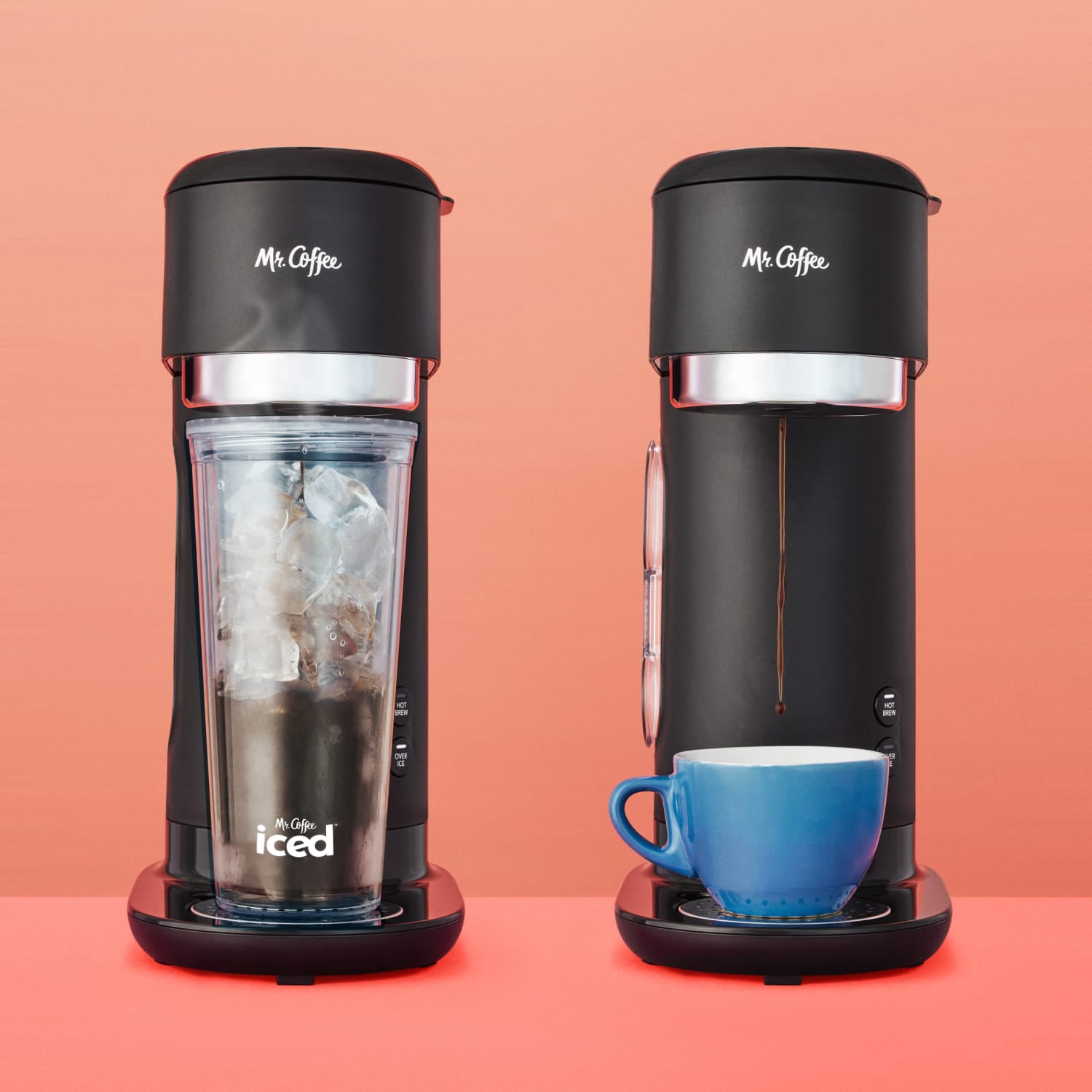 Mr. Coffee Single-Serve Iced and Hot Coffee Maker with Reusable Tumbler and Coffee Filter, Black