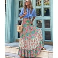 thumbnail image 3 of Falda larga con estampado floral estilo bohemio de TEELYNN para mujer, falda larga de verano con cintura elástica y borlas estilo vintage, 3 of 4