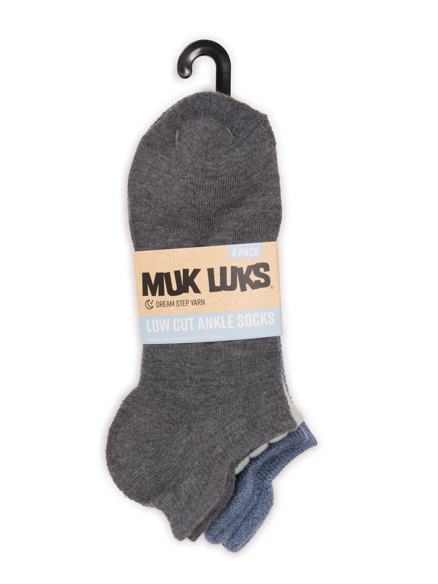MUK LUKS Women's Dream Step Low-Cut Ankle Socks, 4-Pack, OSFM