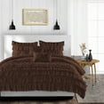 thumbnail image 1 of SGI Bedding 3 Piece Cotton Multi Ruffle Duvet Cover Chocolate Solid 600TC Oversized King, 1 of 7