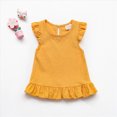 thumbnail image 2 of Sgkm Baby Kids Girl T Shirts with Fly Sleeve Ruffle Solid Color Cotton Top Round Neck Summer Clothes Breathable Yellow 3-4 Years, 2 of 6
