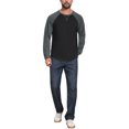 thumbnail image 2 of Men's Long Sleeve Tops Color Block Casual Raglan T-Shirt XL Gray Black, 2 of 5