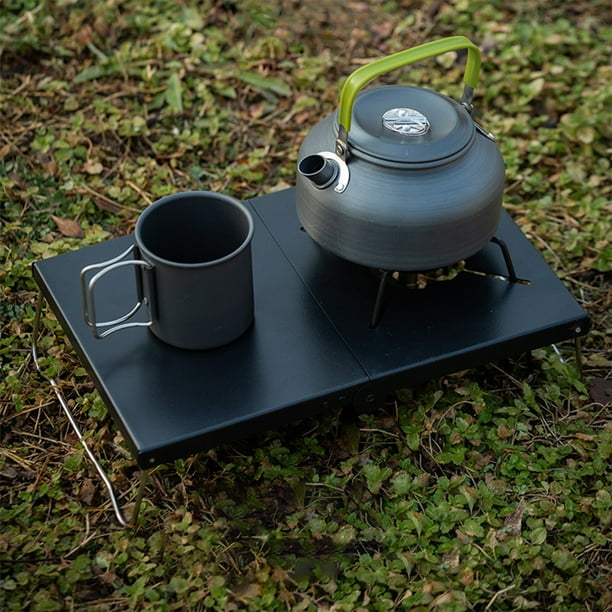 Mesa pequeña plegable para exteriores | Mesa de camping de picnic portátil | Superficie de aislamiento térmico de aleación | Estructura de acero plegable | Ligero para cocinar al aire libre