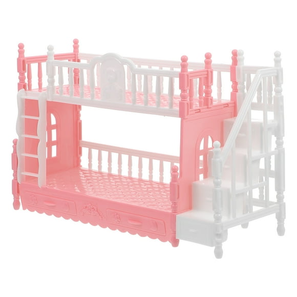 Doll House Bedroom Furniture Miniature Bunk Bed Model with Ladder Mini House Layout Prop
