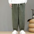 thumbnail image 5 of CHEEREAM Men's Casual Corduroy Pants Wide Leg Drawstring Elastic Waist Fashion Loose Fit Pants for Men Green 5XL, 5 of 9
