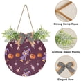 thumbnail image 2 of SKYSONIC Halloween Pumpkin Welcome Sign Front Door Decoration Round Door Hanging Sign Porch Decorations for Home Outdoor Indoor Holiday Fall Halloween Christmas - 11.8x11.8 inch, 2 of 7