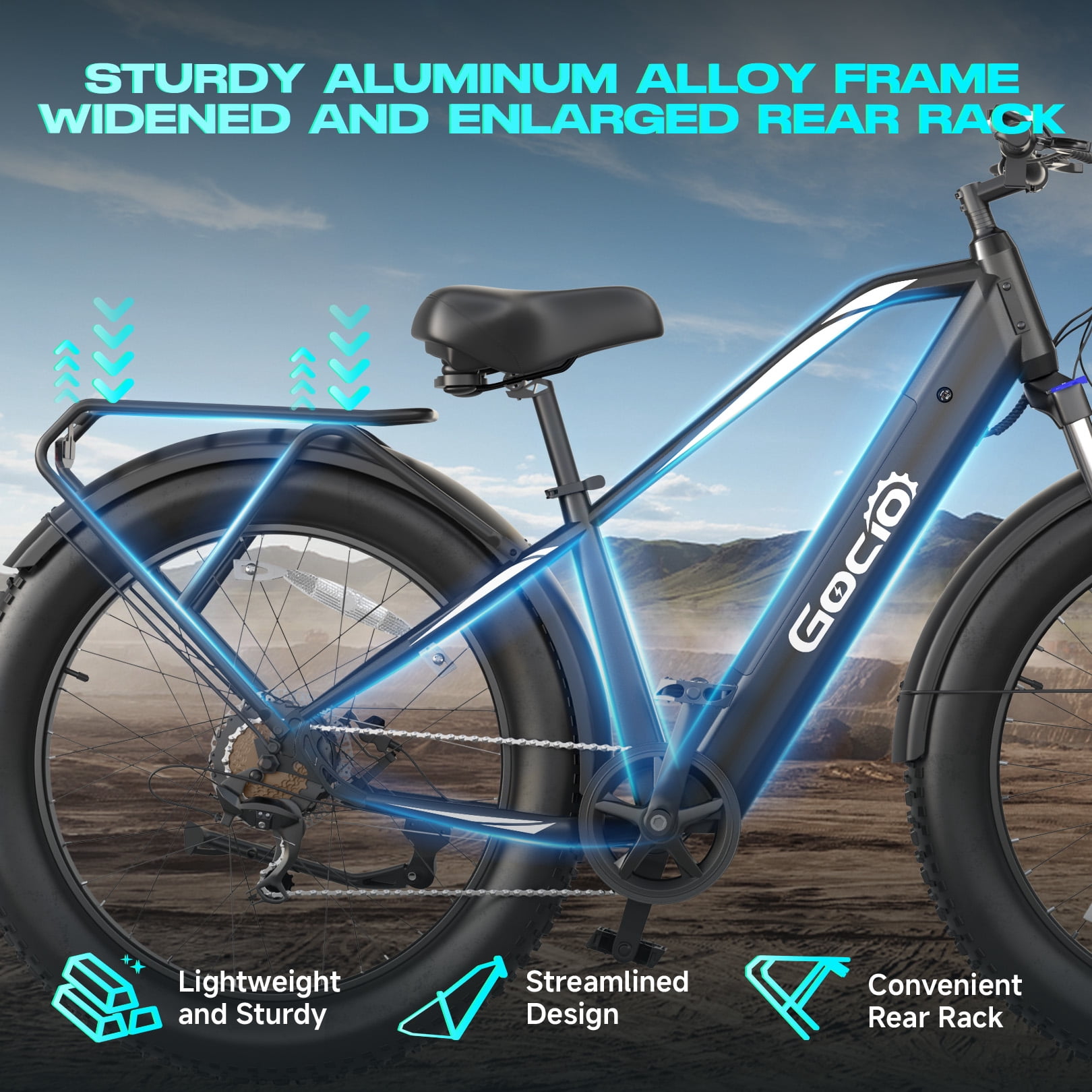 Gocio UL2849 Certified 26"x4.0 Fat Tire Electric Bike for Adults, 1500W Peak Motor, 48V 15Ah Battery, 25MPH Max Speed, Off-Road Mountain E-bike