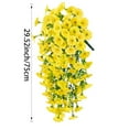 thumbnail image 2 of Djiypn 4 Pack Artificial Hanging Flowers, Fake Flowers Hanging Plant Morning Glory Flower, Artificial Faux Silk Spring Flower for Wall Front Door Yard Garden Wedding Outdoor Decoration(Yellow), 2 of 9