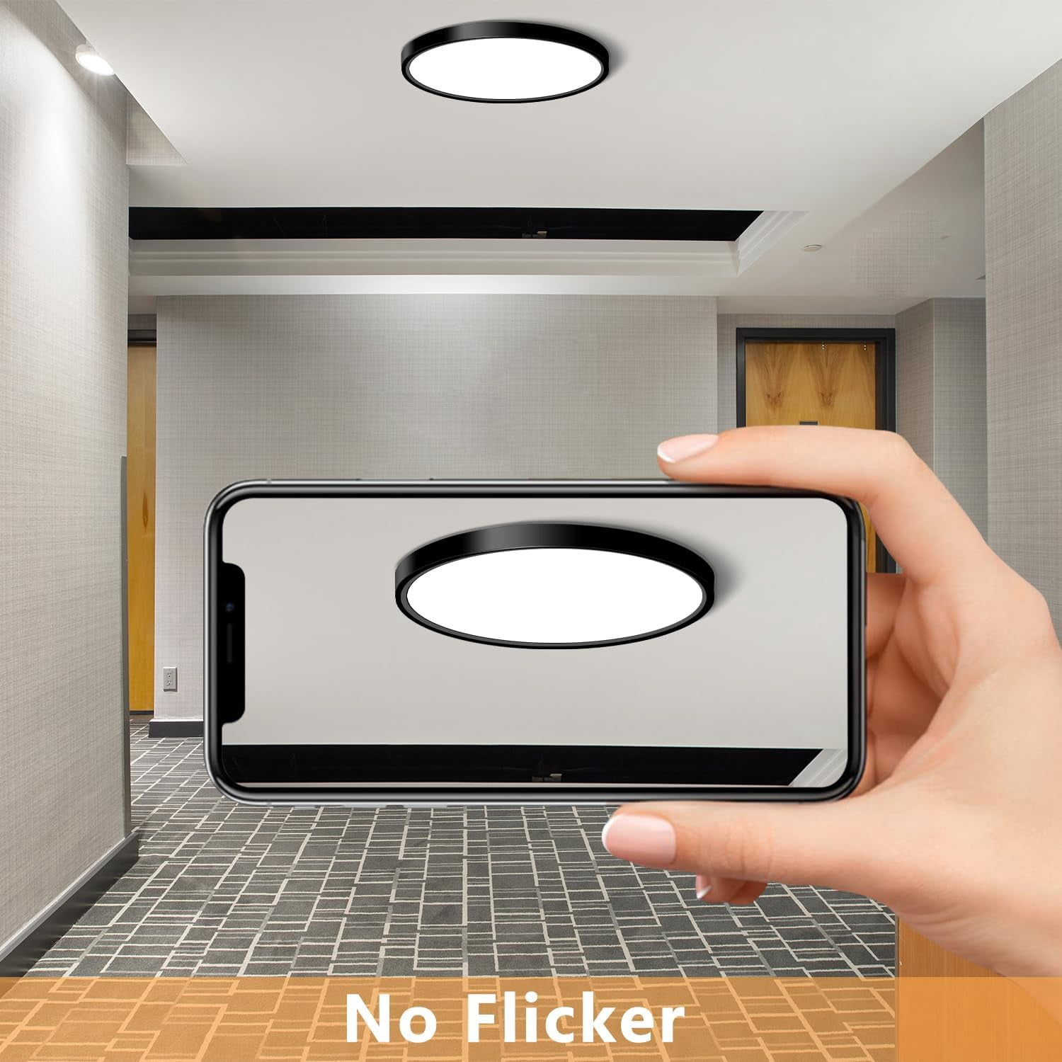12 inch LED Flush Mount Ceiling Light, 24W 5000K 2300LM Ultra Thin Panel Light, Low Profile Surface Mount Fixture for Bedroom Kitchen Bathroom Garage Living Room Lighting