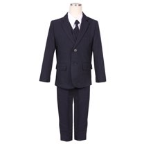 B-One Kids Boys' Formal 5 Piece Suit Set includes Suit Jacket, Dress Pants, White Dress Shirt, Matching Suit Vest and Clip-on Tie for Baby, Toddlers, Little Boys, Big Kids & Young Men