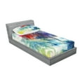 thumbnail image 2 of Ambesonne Tropical Fitted Sheet & Pillow Sham Set, Watercolor Palm Retro, Twin, Multicolor, 2 of 2
