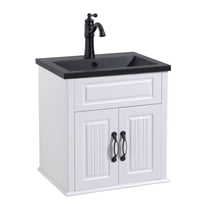 Renovators Supply Manufacturing Bathroom Vanity with Sink 20 1/4 in. Wide Black Resin Vanity Sinks for Bathrooms with Bathroom Vanity, Faucet and Sink Drain