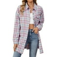 thumbnail image 3 of FDGIU Women's Long Flannel Shacket - Plaid Button Down Shirt Jacket for Casual, 3 of 3