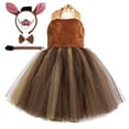 thumbnail image 2 of ZACPNCV Kids 5-Piece Set Ears Headband Tutu Halloween Dress Up for Girls Brown 1-2 Years, 2 of 4