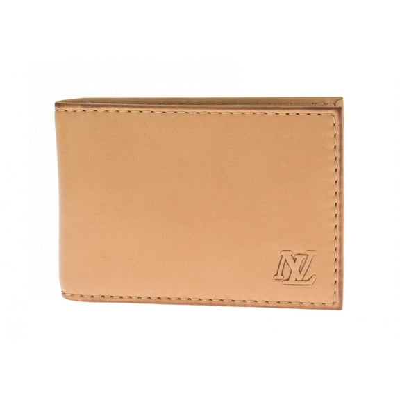 Luciano Natazzi RFID Blocking Men's Leather Bifold Compact Cash Clip Wallet Tan