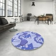 thumbnail image 4 of Ahgly Company Machine Washable Indoor Round Transitional Blue Angel Blue Area Rugs, 7' Round, 4 of 7