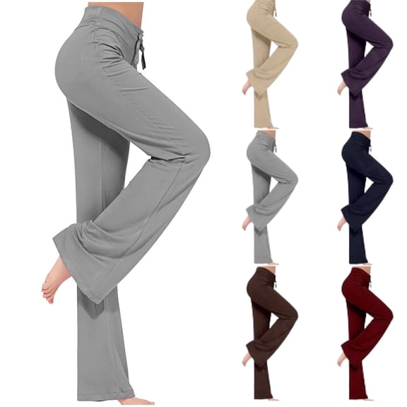 Women's Long Modal Comfy Drawstring Trousers Loose Straight-Leg Pants for Yoga Running Sporting, Gray L