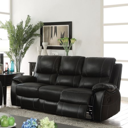 Furniture Of America Neler Contemporary Black Leather Sofa By Foa
