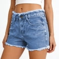 thumbnail image 3 of Zedker Jean Shorts for Women High Waisted Trendy Causal Summer Fold Hem Stretchy Long Denim Shorts 7 Inch Inseam Size S-XXL, 3 of 6