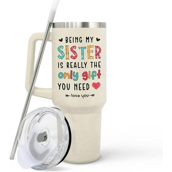 Sister Gifts from Sister, Brother - Sister Birthday Gift Ideas - Sister Birthday Gifts, Christmas Gifts for Sister, Birthday Gifts for Sister - Little, Big Sister Gifts - 40Oz Tumbler with Handle