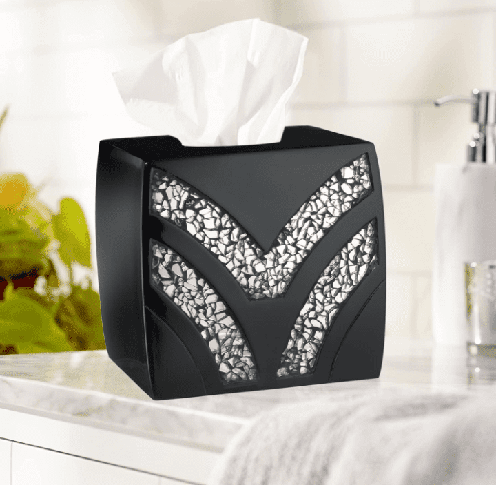 KriKac Black Modern Waste Basket and Tissue Box Set, 2 Count