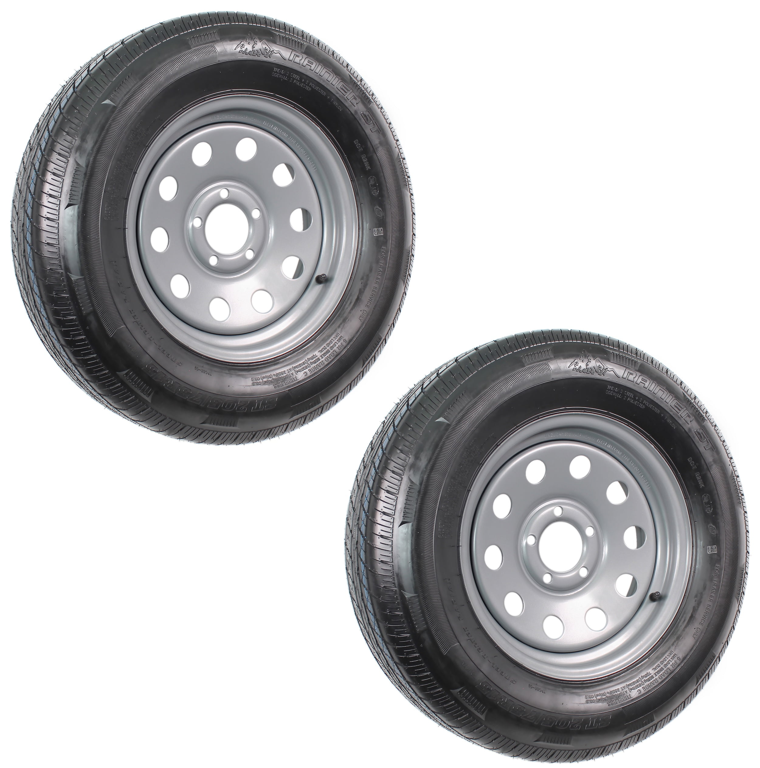 RADIAL trailer tire Approved mounted on 5 bolt GALVANIZED STEEL rim 205-75-15 ST205-75R15 D.O.T M.O.T 205-75R15 LOAD RANGE C High Speed 