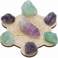 thumbnail image 1 of Tablero de madera cuadriculado con diseño de 13,5 x 14,7 x 0,5 cm (5,3 x 5,8 x 0,2 pulgadas), color papaya, ideal para meditación, sanación energética, decoración y accesorios para espacios., 1 of 9