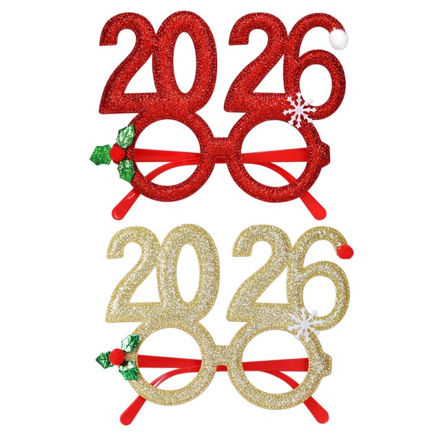 Gafas de Nochevieja 2026. Accesorios fotográficos para fiestas navideñas para adultos y niños. Gafas festivas para la fiesta de fin de año.