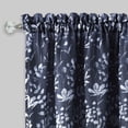 thumbnail image 2 of Woven Trends Floral Design Light Filtering Curtains and Valance Set, 52 x 84 inches Rod Pocket 2 Panel Semi Sheer Curtains, Window Curtain Toppers for Living Room, Bedroom Decor, Navy Blue, 2 of 4
