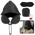 thumbnail image 1 of Almohada de viaje Unique Bargains con capucha para avión, espuma viscoelástica, gris oscuro, 1 of 7