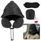 thumbnail image 1 of Almohada de viaje Unique Bargains con capucha para avión, espuma viscoelástica, gris oscuro, 1 of 7