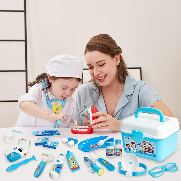 Juguete para ninos con estuche medico kit medico herramientas de estetoscopio regalo para ninos y ninas azul Walmart en linea