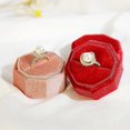 thumbnail image 5 of Octagonal Velvets Rings Box Vintage Jewelry Necklace Storage Case For Wedding-Dual ring-Purplish Red-Product code 58217 Dual Ring Purplish Red, 5 of 5