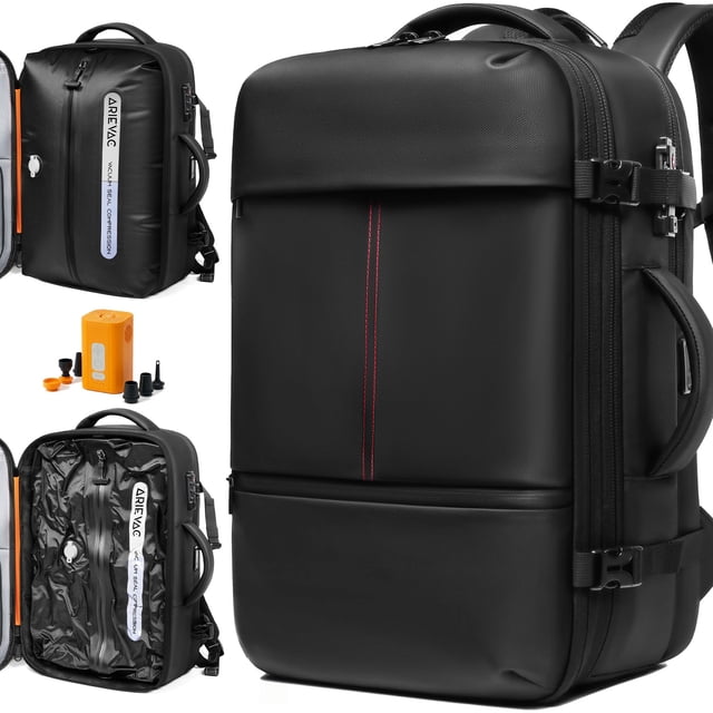 Mochila de viaje IKYWT 80L con sellado al vacío, bomba y candado TSA