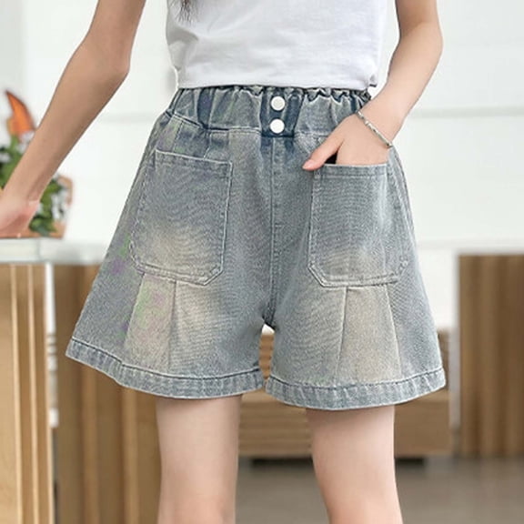 Denim Shorts for Girls High Waisted Wide Leg Loose Jeans Shorts with Pockets 12-15 Years Girls Shorts
