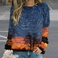 thumbnail image 2 of Galaxy Star Outer Space Women's Floral Printed Sweatshirt Long Sleeve Crewneck Casual Loose Vintage Graphic Pullover Tops, 2 of 7