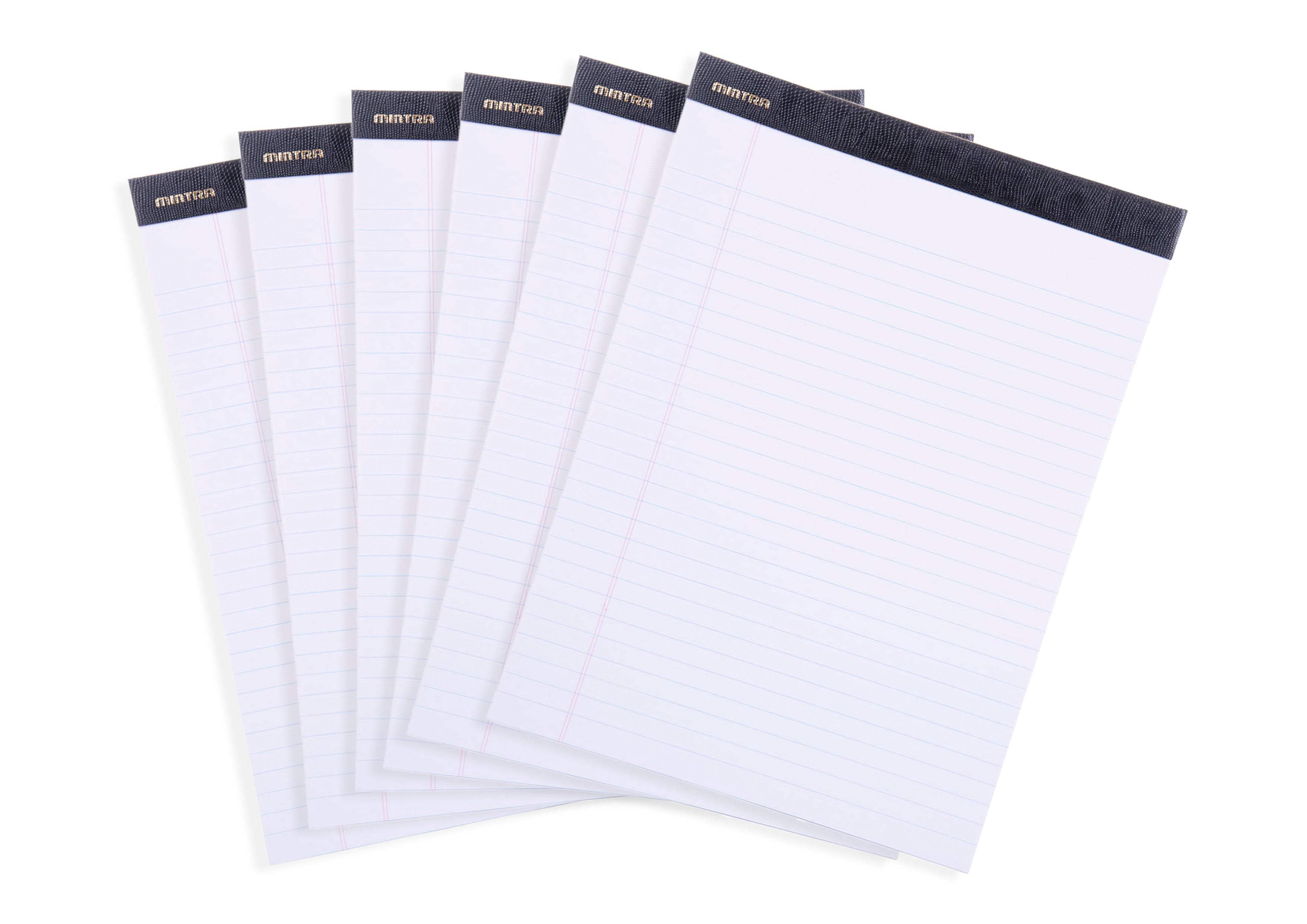 Mintra White Premium Legal Pads, Writing Pads -  6 Pack (05772) - 8.5in x 11in, 50 Sheets, Heavyweight Paper