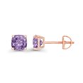 thumbnail image 2 of Decadence Rose Gold Plated 925 Sterling Silver 4mm Cushion Cut Natural Rose De France February Birthstone Screwback Stud Earrings, 2 of 7