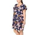 thumbnail image 4 of Nicole Miller Women's Flutter Sleeves Floral Print Linen Blend Mini Dress (Blue, M), 4 of 6