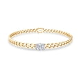 thumbnail image 2 of 3/4 CT 7X5MM Oval Cut Lab Created Moissanite Diamond Solitaire Cuban Link Chain Bracelet In 14K Yellow Gold Over Sterling Silver(G-H Color,VVS1 Clarity,0.75Cttw)-7.5", 2 of 5