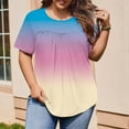 thumbnail image 4 of RYRJJ Womens Plus Size Tops Short Sleeve Blouses Dressy Casual Summer Pleated Front Crewneck T Shirts Gradient Tie Dye Tees(Beige,XXL), 4 of 9