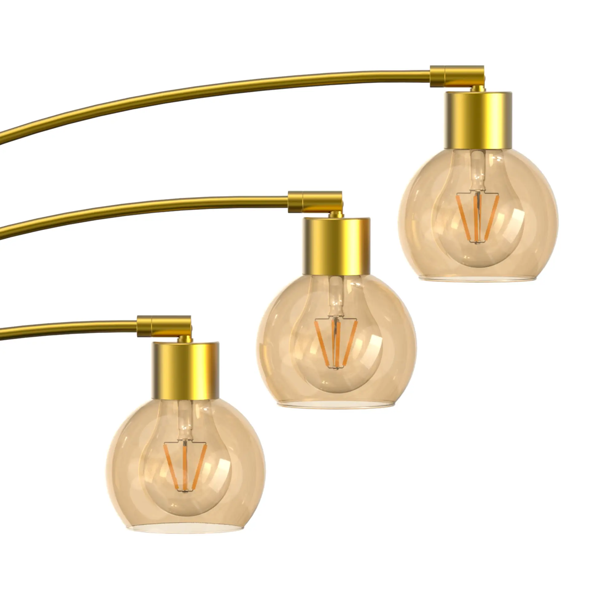 72.8in 3-Light Arc Floor Lamp Brushed Gold , Modern Industrial Standing Tree Lamp for Living Room Bedroom Office Decor