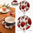 thumbnail image 3 of Chinese Rose Flower Placemats Set of 2, Woven Washers, Cotton, Round Large Pot Holder, Heat Resistant, for Pot Countertops Home Decor, 3 of 7