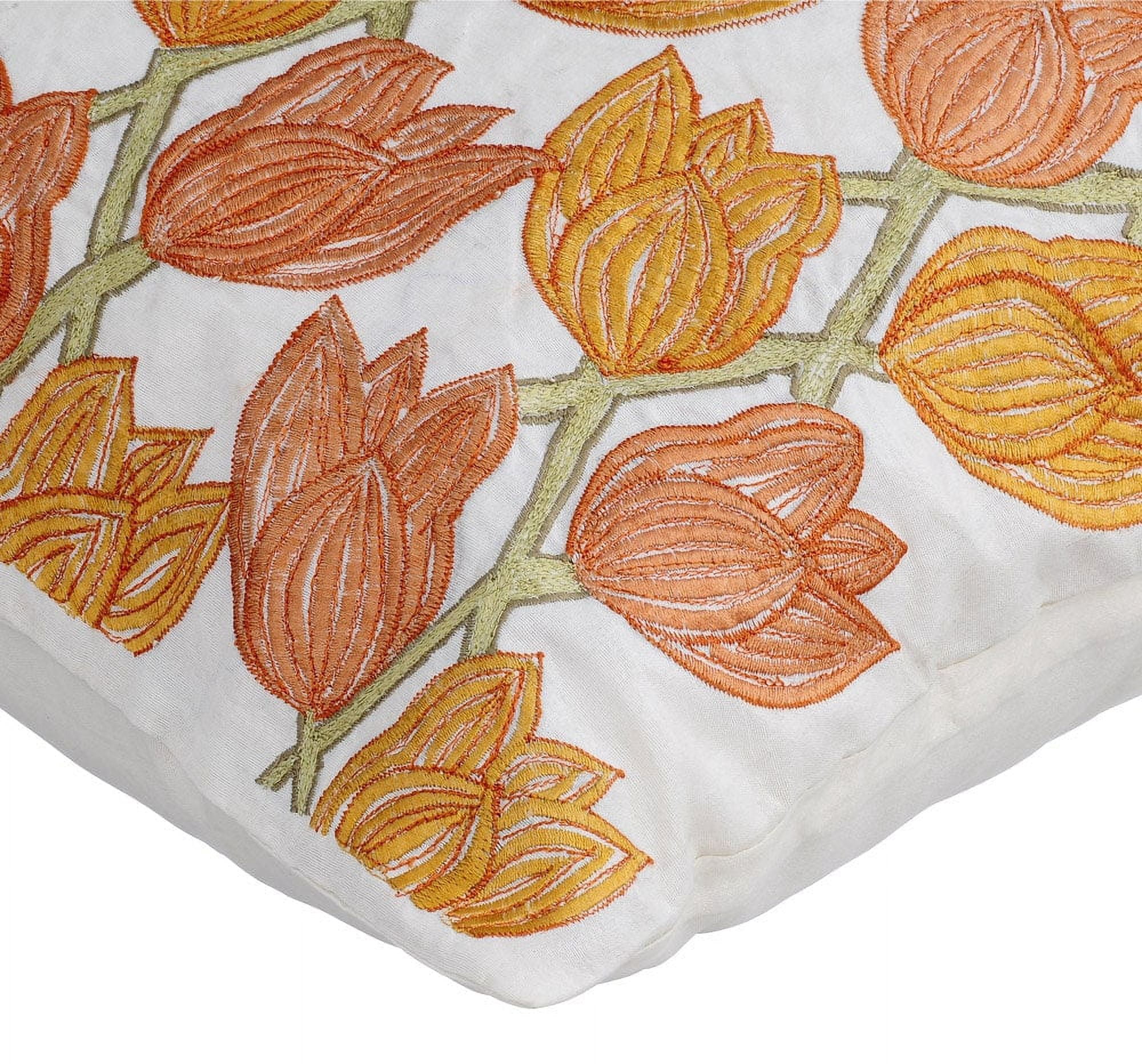 Cushion Covers, Pillow Covers, Decorative Pillow Covers 12x12 inch (30x30 cm) Orange, Cotton Throw Pillow Covers, Handmade Pillow Covers, Contemporary, Floral - Tulip Sway