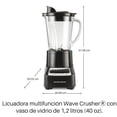 thumbnail image 2 of Licuadora Hamilton Beach Wave Crusher con Vaso de Vidrio de 1.2 Litros y 14 Funciones 700W Negra, 2 of 9