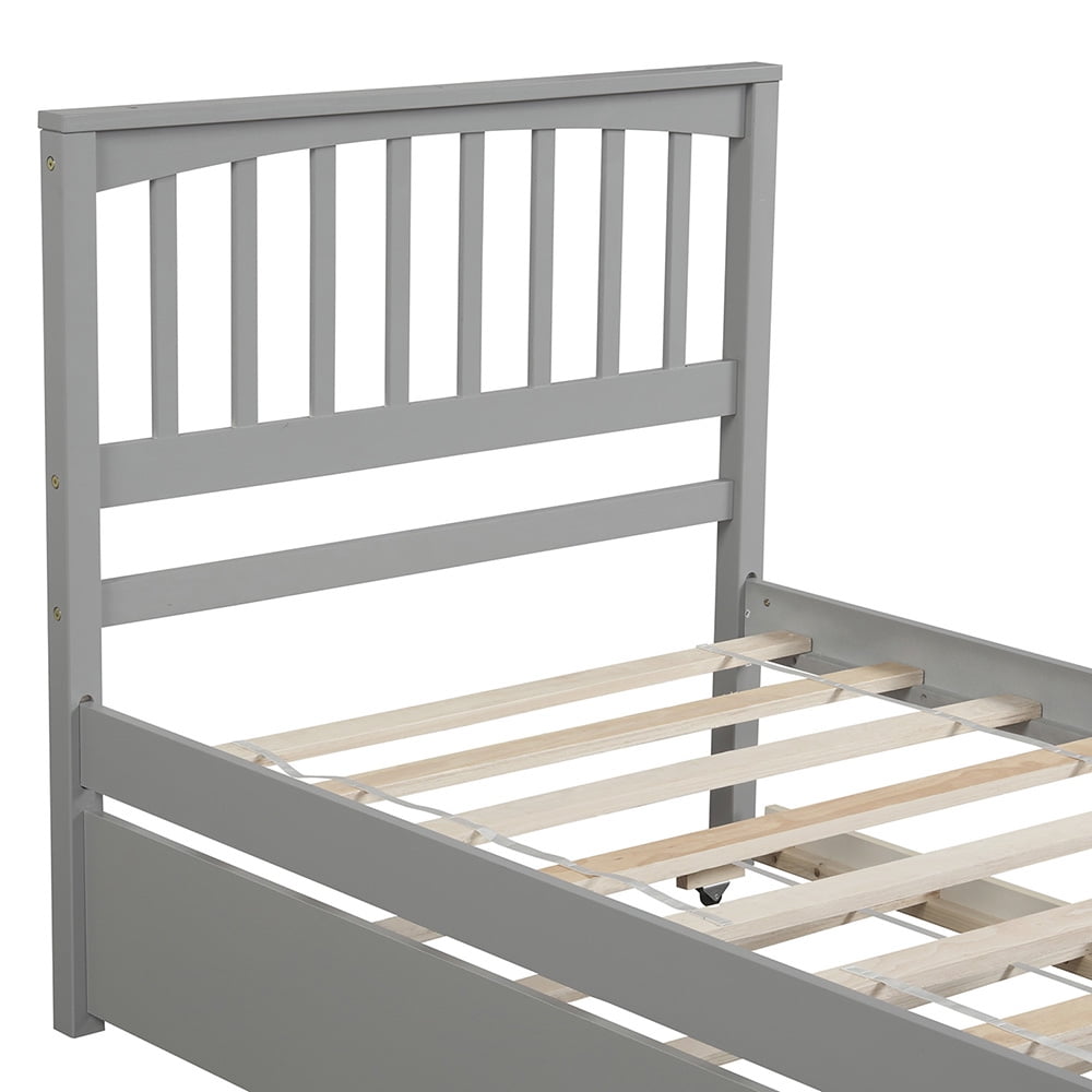 Lowestbest Solid Wood Platform Bed with Trundle, Wood Slat Support