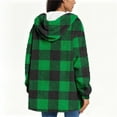 thumbnail image 4 of Christmas Women's Plaid Printed Fleece Thick Coats, Button-Down Hooded Sweater with Pockets, Fall Causual Outfits, 4 of 7