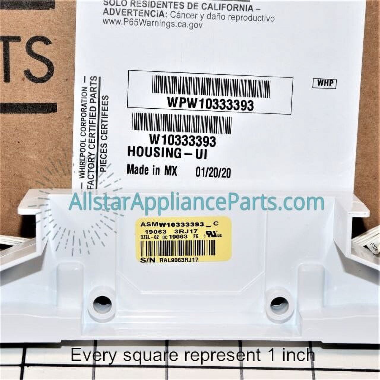 Whirlpool Dishwasher Control Panel WPW10333393