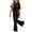 Black, variant on Girls Clothing Set Teen 2 Piece Outfits Round Neck Oversized Short Sleeve Tops Flare Pants Sets School Loose Gray 11-12 Years