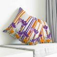 thumbnail image 4 of Throw Pillow Covers 18x18 Inch, Purple Spring Floral Decorative Pillow Cases for Couch Sofa Bed, Thin Line Farmhouse Modern Abstract Art Cotton Linen Square Home Decor Pillowcases with Hidden Zipper, 4 of 7